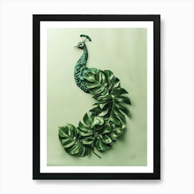 Peacock With Leaves 1 Art Print