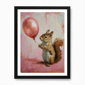 Cute Squirrel 3 With Balloon Art Print