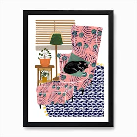 Cat in Chair Print Art Print