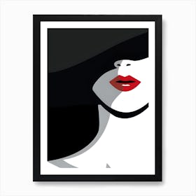 Woman In Black Hat Art Print