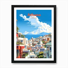 Athens Greece Cityscape Travel Illustration Art Art Print