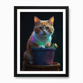 Cat In A Pot Art Print