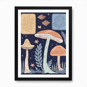 Magic Spring Mushrooms Illustration 7 Art Print