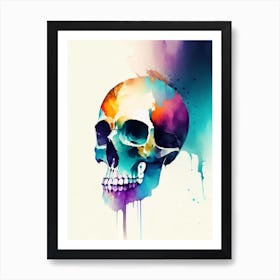Skull With Watercolor Effects Matisse Style Art Print