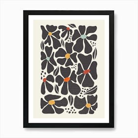 Modern Black Flowers Art Print