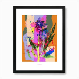 Larkspur 1 Neon Flower Collage Poster Art Print