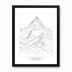 Gasherbrum Pakistan China Line Drawing 8 Poster 4 Art Print