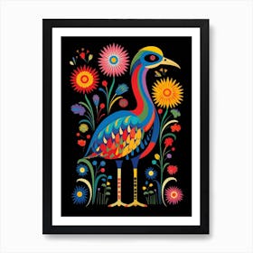 Folk Bird Illustration Emu 3 Art Print