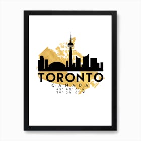 Toronto Canada Silhouette City Skyline Map Art Print