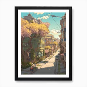 Springtime San Francisco Studio Ghibli Style 2 Art Print