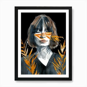 Portrait Of A Woman With Leaves 9 Art Print