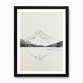 Mount Fuji Japan Line Drawing 4 Art Print