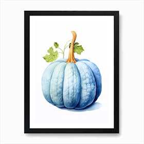 Blue Hubbard Squash Pumpkin Watercolour Illustration 2 Art Print