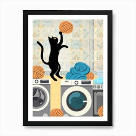 Cat In The Washing Machine Art Print