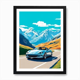 A Nissan Z In The Route Des Grandes Alpes Illustration 3 Art Print