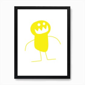 Kids Art Yellow Mascot Monster Art Print