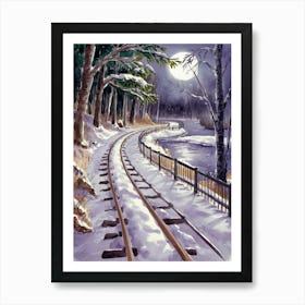 Train Tracks In Winter Art Print