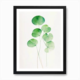 Wood Sorrel Leaf Minimalist Watercolour 1 Art Print