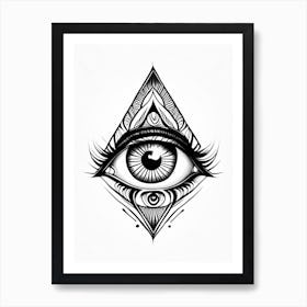 Consciousness, Symbol, Third Eye Simple Black & White Illustration 5 Art Print