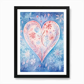 Pastel Blue & Pink Doodle Heart 3 Art Print