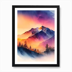 The Rocky Mountains Watercolour 2 Art Print