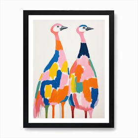 Colourful Kids Animal Art Ostrich 2 Art Print