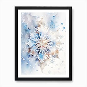 Winter Snowflake Pattern, Snowflakes, Storybook Watercolours 1 Art Print