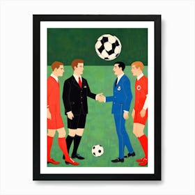 Footballers Shaking Hands Art Print