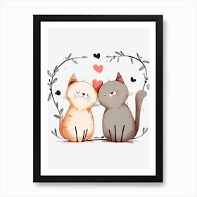 Cats in love Art Print