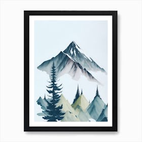 Mountain And Forest In Minimalist Watercolor Vertical Composition 209 Art Print