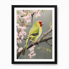 Ohara Koson Inspired Bird Painting Finch 2 Art Print