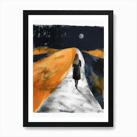 Woman Walking In The Night Art Print