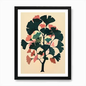 Ginkgo Tree Colourful Illustration 4 Art Print