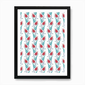 Turkish Tulips — Iznik Turkish pattern, floral decor Art Print