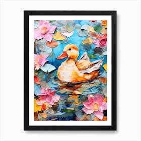 Mixed Media Ducks In The Pond 3 Art Print