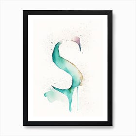 S  Letter, Alphabet Minimalist Watercolour 4 Art Print