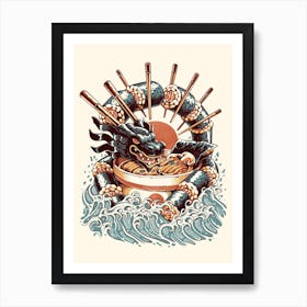 Ramen Sushi Dragon Art Print