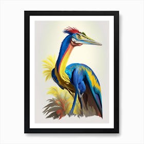 Troodon Primary Colours Dinosaur Art Print