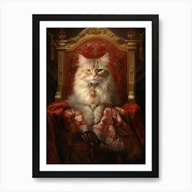 Cat On A Red Throne 4 Art Print