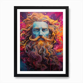  A Silk Screen Portrait Of Poseidon Pre Raphaelite 4 Art Print