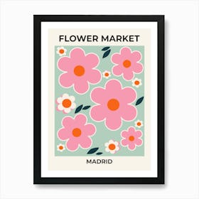 Flower Market Madrid Pink Orange Green Art Print