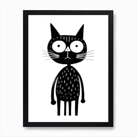 Ink Cat Line Drawing 8 Art Print