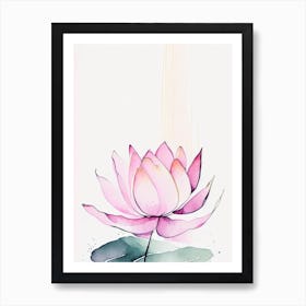 Pink Lotus Minimal Watercolour 1 Affiche