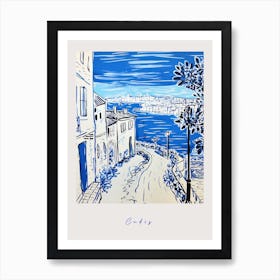 Cadiz Spain 2 Mediterranean Blue Drawing Poster Art Print