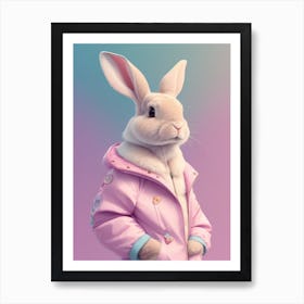 Rabbit Wearing Jacket Art Print