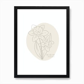 March Daffodil  Birth Flower | Neutral Florals Art Print