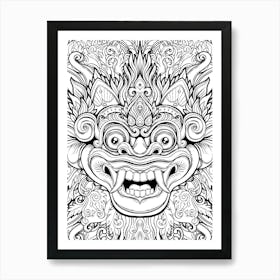 Buddhist Demon - Barong, Balinese mask, Bali mask print Art Print