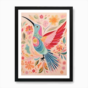 Pink Scandi Hummingbird 3 Art Print