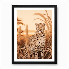 Illustration Of A Cheetah In The Grass Art Print