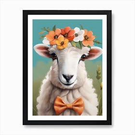 Baby Blacknose Sheep Flower Crown Bowties Animal Nursery Wall Art Print (5) Art Print